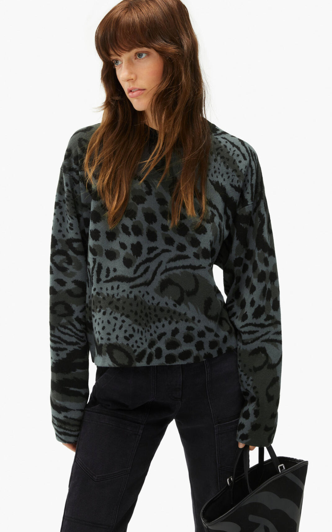 Jerseys Kenzo Archive Leopard merino wool Mujer Gris - SKU.4339303